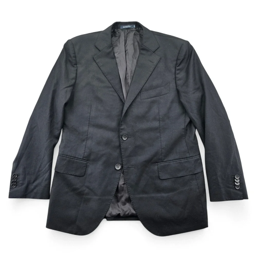 Suitsupply Lazio Blazer Mens 42 Black Vitale Barberis Canonico S110s Wool Slim